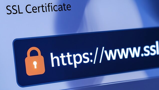 Close-Up of Browser Window with SSL Certificate &ndash; HTTPS Security Concept,  ssl lock, ssl padlock, website design, ssl badge, ssl shield,  SSL connection

