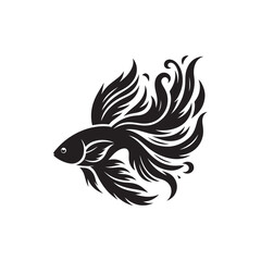 Black Color Flying Fish silhouette design Vector Illustration, Solid White Background (8).eps