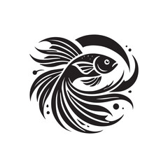 Black Color Flying Fish silhouette design Vector Illustration, Solid White Background (10).eps