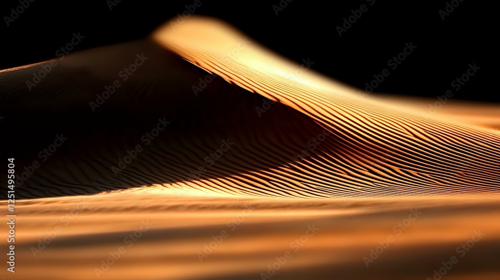 Poster abstract golden waves on black background create smooth flowing curves with light and shadow effects