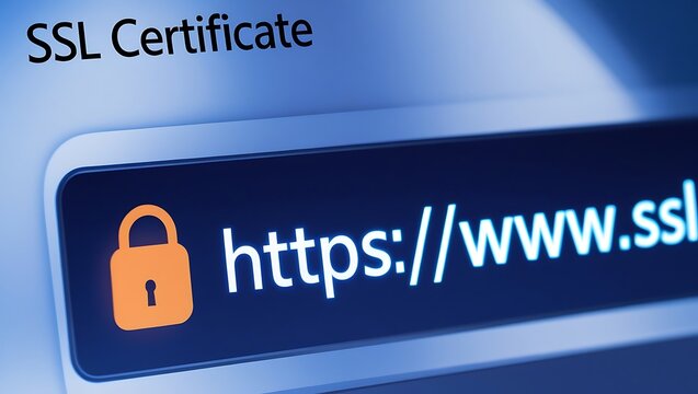 Close-Up of Browser Window with SSL Certificate &ndash; HTTPS Security Concept,  ssl lock, ssl padlock, website design, ssl badge, ssl shield,  SSL connection

