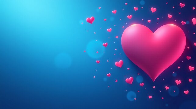 A heart-shaped graphic floats amiably against a gradient blue backdrop.
