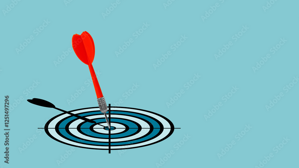 Poster achieve your goals and business success. dart hits the center of the aim. empty space for the text