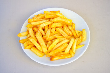French fries Snack food crispy potato . Fast food or  snacks concept. Patates cips. Patates kizartmasi.