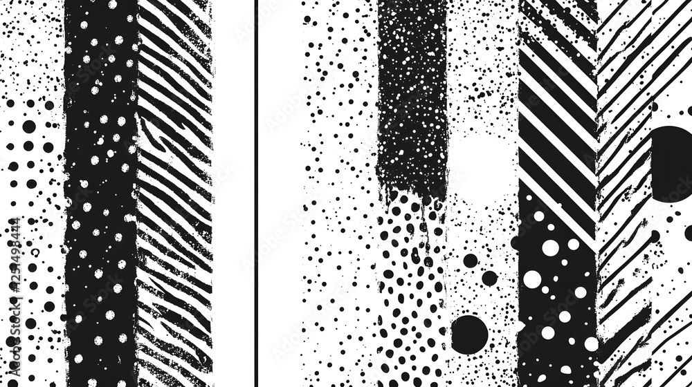 Poster dramatic abstract geometric patterns in monochrome contrasting shapes and textures