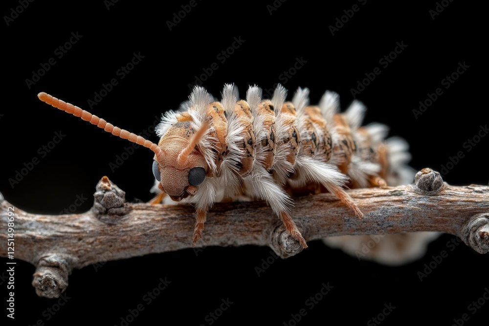Poster macro view of a unique insect perched on a branch in natural habitat