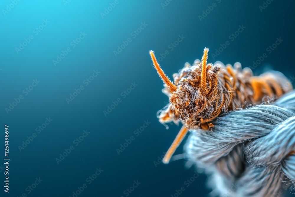 Poster close-up view of a textured rope detail showcasing intricate fiber patterns and contrasting colors i