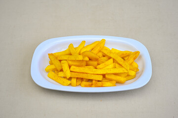 French fries Snack food crispy potato . Fast food or  snacks concept. Patates cips. Patates kizartmasi.