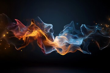 Colorful abstract waves of light create dynamic movement and energy in a dark background