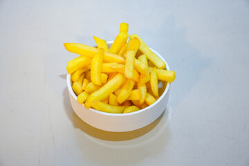 French fries Snack food crispy potato . Fast food or  snacks concept. Patates cips. Patates kizartmasi.