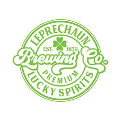 Leprechaun Brewing Co. - Vintage St. Patrick's Day Label Typography Design