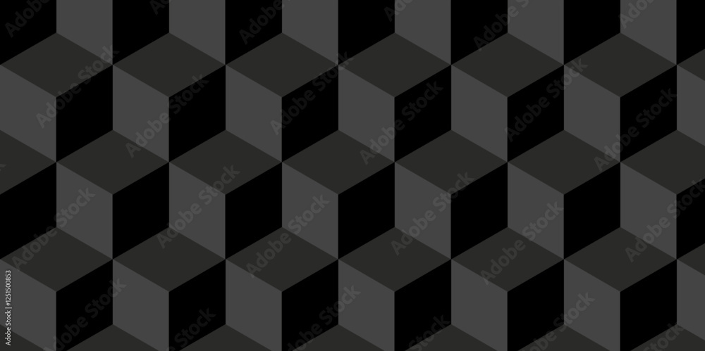 Poster black and white vector cubic background with seamless geometric pattern. abstract black and gray sty