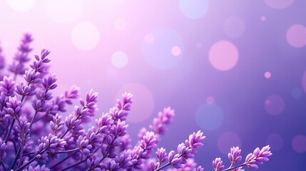 Fototapeta premium Lavender flowers against a blurred, gradient purple background.