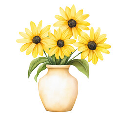 Fototapeta premium Bright yellow flowers in a stylish vase.