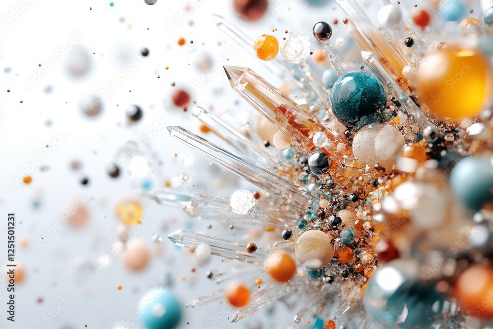 Poster Colorful crystals and gemstones create an enchanting display of light and texture in a dynamic composition