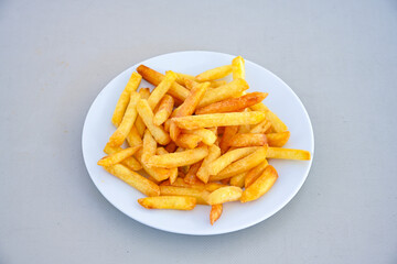 French fries Snack food crispy potato . Fast food or  snacks concept. Patates cips. Patates kizartmasi.