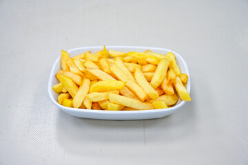 French fries Snack food crispy potato . Fast food or  snacks concept. Patates cips. Patates kizartmasi.
