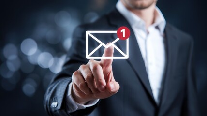 Businessman Accessing New Email Notification