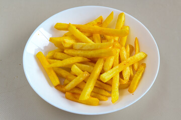 French fries Snack food crispy potato . Fast food or  snacks concept. Patates cips. Patates kizartmasi.