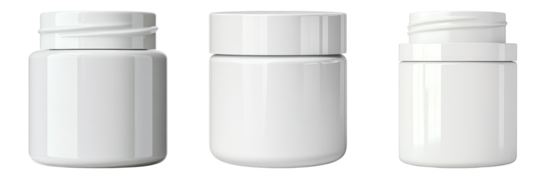 Blank White Containers for Product Packaging Isolated on transparent background