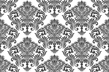 Damask pattern seamless vector wallpaper. Seamless ornament in the baroque style. Damask flower paisley elements.