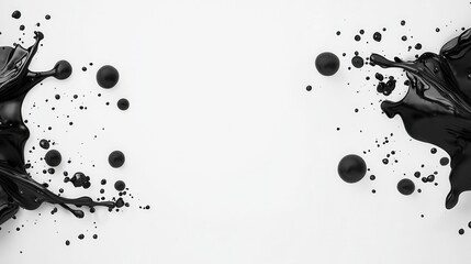 Dynamic Black Ink Splashes on Clean White Background for Art Projects