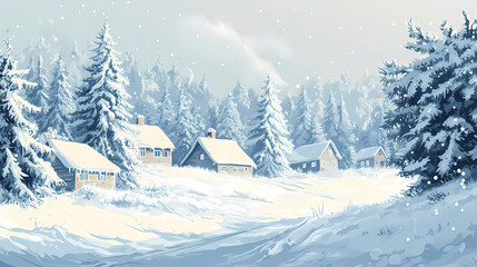 A quiet winter day in the countryside after snow