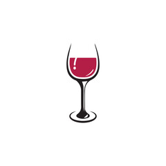 Wine glass with vector icon.