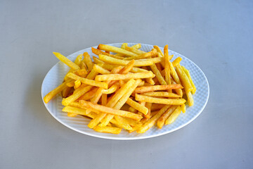 French fries Snack food crispy potato . Fast food or  snacks concept. Patates cips. Patates kizartmasi.