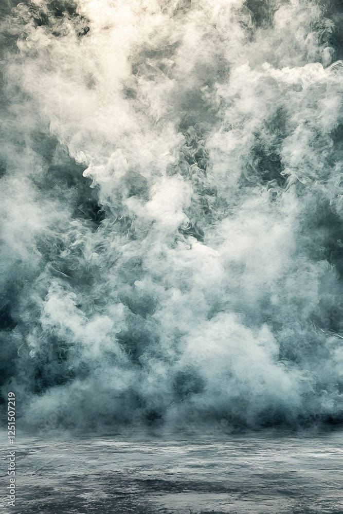 Poster ethereal vaporous mist rises from the ground creating a mysterious and atmospheric scene