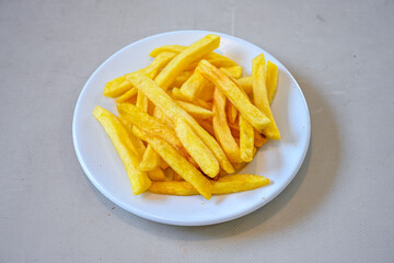 French fries Snack food crispy potato . Fast food or  snacks concept. Patates cips. Patates kizartmasi.