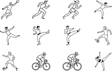 Naklejka premium Active Athletes Engaged in Diverse Sports and Fitness Activities