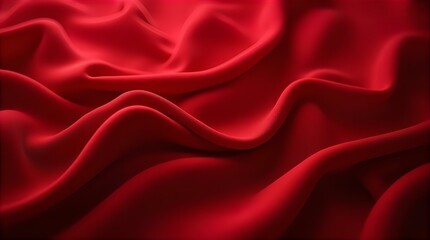 Obraz premium Luxurious Red Fabric Drape: Rich Texture, Deep Color, Elegant Silk-Like Material, Smooth Waves, Background
