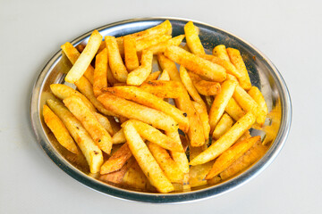 French fries Snack food crispy potato . Fast food or  snacks concept. Patates cips. Patates kizartmasi.