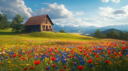 exotic island oasis with radiant flowers and pristine ocean views image