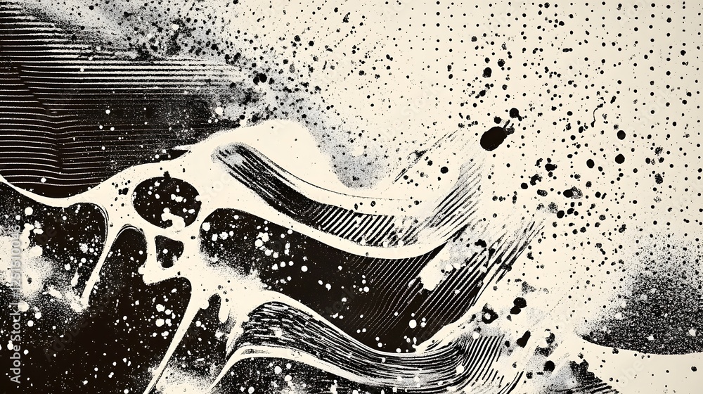 Poster Explosive Monochrome Fluid Dynamics An Abstract Surreal Masterpiece