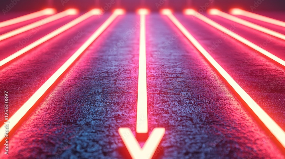 Poster a visually striking image of glowing neon lines converging towards a point, creating a dynamic and m