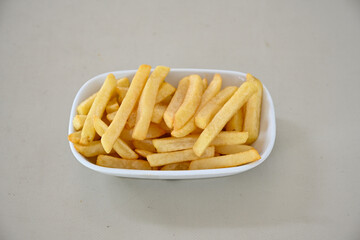 French fries Snack food crispy potato . Fast food or  snacks concept. Patates cips. Patates kizartmasi.