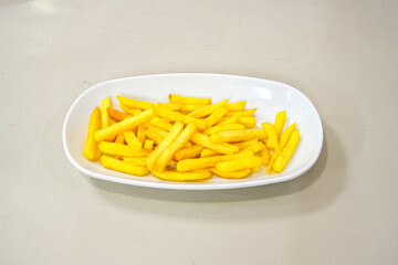 French fries Snack food crispy potato . Fast food or  snacks concept. Patates cips. Patates kizartmasi.