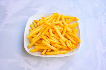 French fries Snack food crispy potato . Fast food or  snacks concept. Patates cips. Patates...