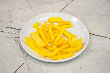 French fries Snack food crispy potato . Fast food or  snacks concept. Patates cips. Patates kizartmasi.