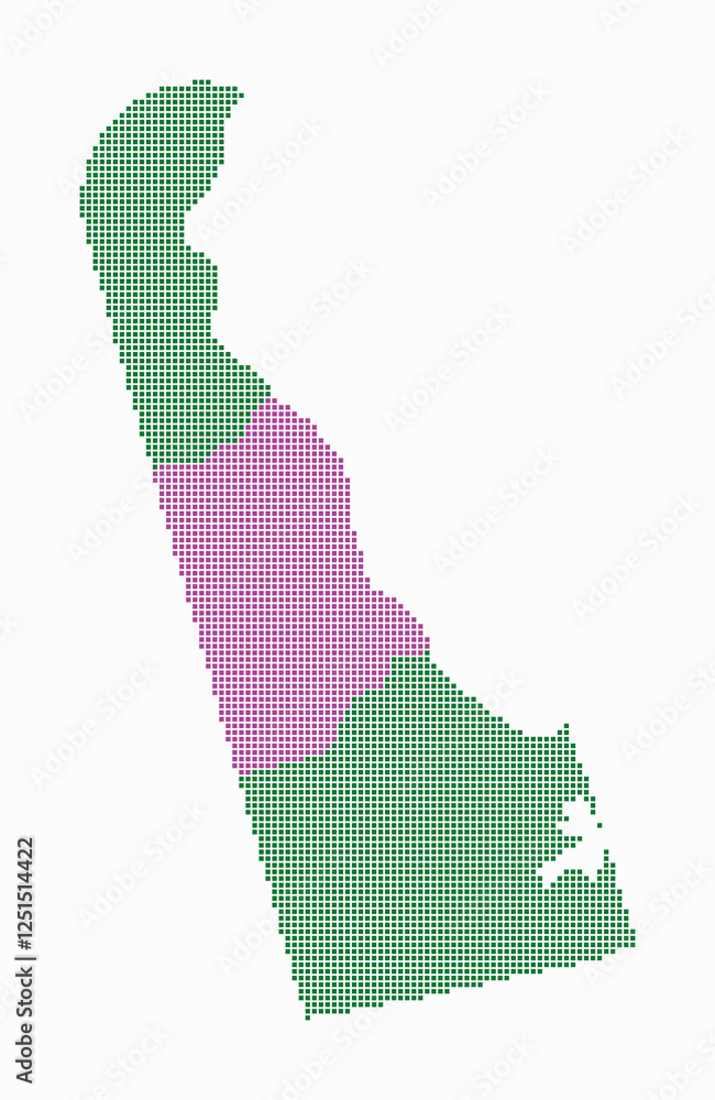 Poster delaware dotted map. digital style map of the state on white background. delaware shape with square 