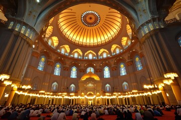 Obraz premium The most magnificent mosque welcomes Hari Raya Aidilfitri, depicting the symbol of unity and glory in every corner of the festive celebration