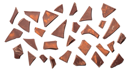 a chocolate pieces isolated on a transparent background (3)