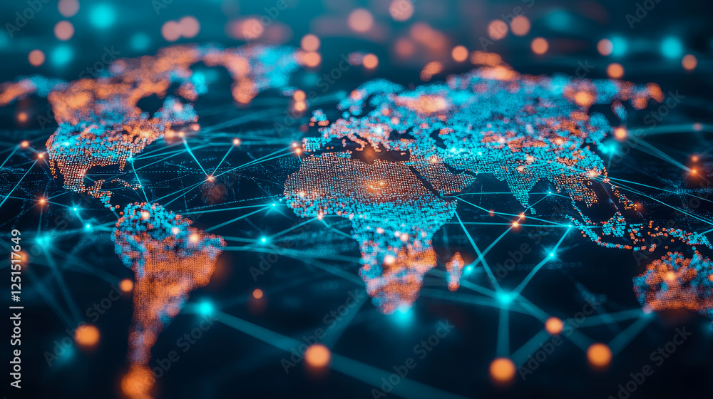 Poster Global Connectivity: A Digital World Map Visualization for Network and Communication Concepts