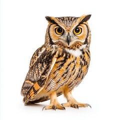 Obraz premium Realistic Photograph of an Owl on White Background for Stock Use