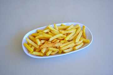 French fries Snack food crispy potato . Fast food or  snacks concept. Patates cips. Patates kizartmasi.