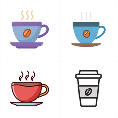 set of coffee cups icons