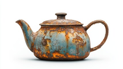 Weathered Teapot Displaying Beautiful Rust Patina Evoking Nostalgia and Timelessness in a Cozy Kitchen Environment Surrounded by Vintage Decor Elements