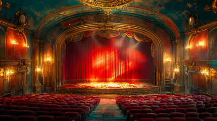 Obraz premium The Exquisite Interior of a Vintage Cinema